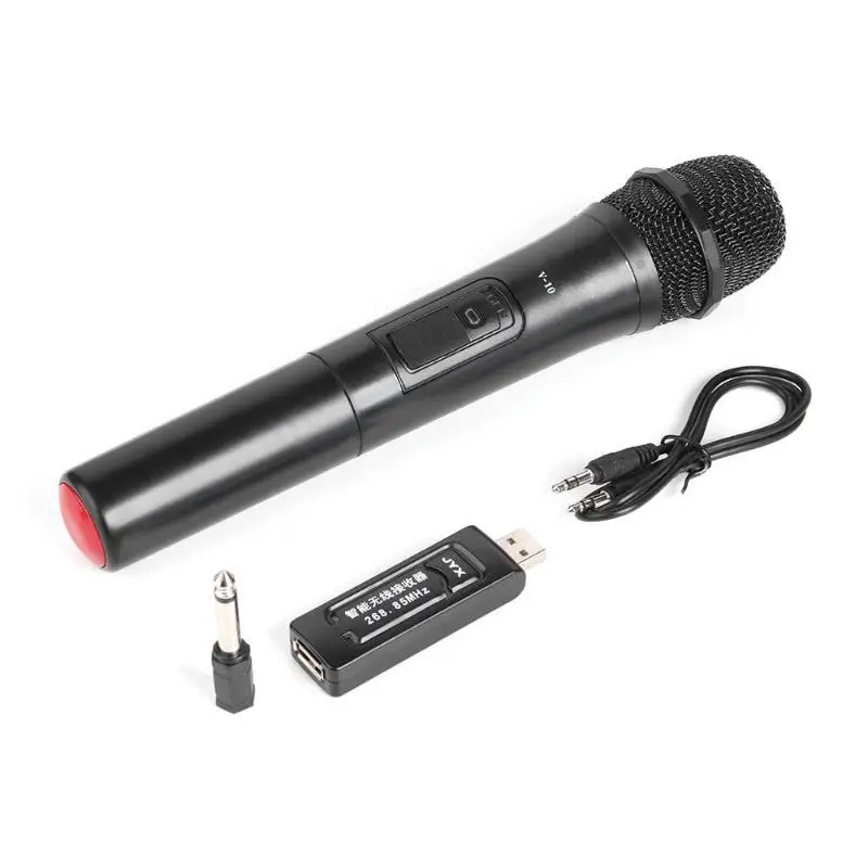 V 10 беспроводной микрофон для караоке ручной с usb приемником студийной записи