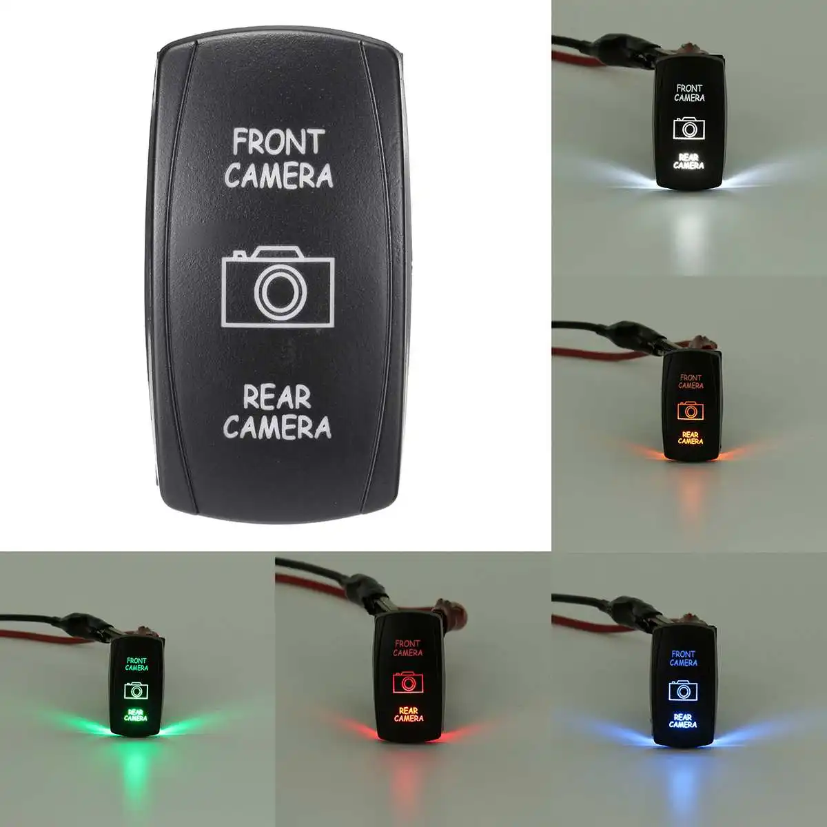 

Universal Car 12V 7 Pins FRONT CAMERA REAR CAMERA Switch LED DPDT ON-OFF-ON Rocker Switches RV Boat