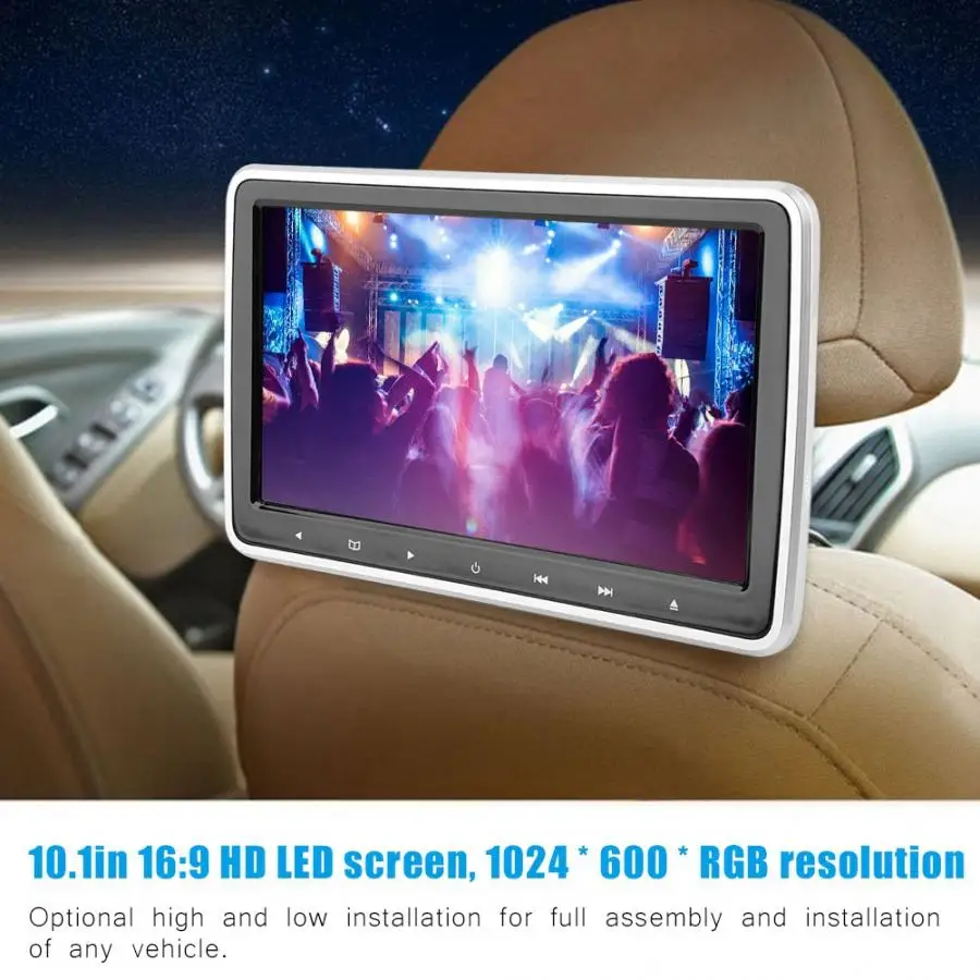 

10.1in TFT HD Car Headrest DVD Player Clip-on Portable Digital Pillow Monitor headrest monitor Digital Screen Touch Button