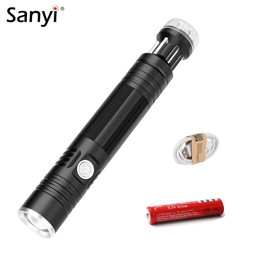 

USB Charging 18650 Flashlight Waterproof Hand Torch Zoomable Focus XML T6 Flashlights Hunting Lamp With 6 Screwdriver Tools Set