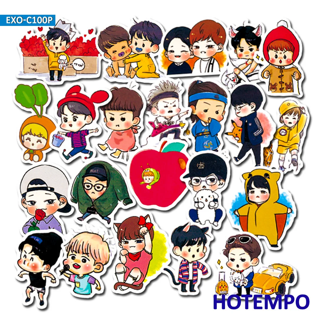 100pcs Fashion Stickers Kpop Boy Men Team DIY Letter Diary Scrapbooking Stationery Pegatinas Mobile Phone Laptop Decal Stickers