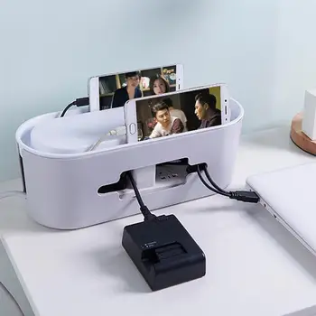 

Multifunctional Desktop Organizer Cable Wire Holder Pencil Scissor Container Box (White)