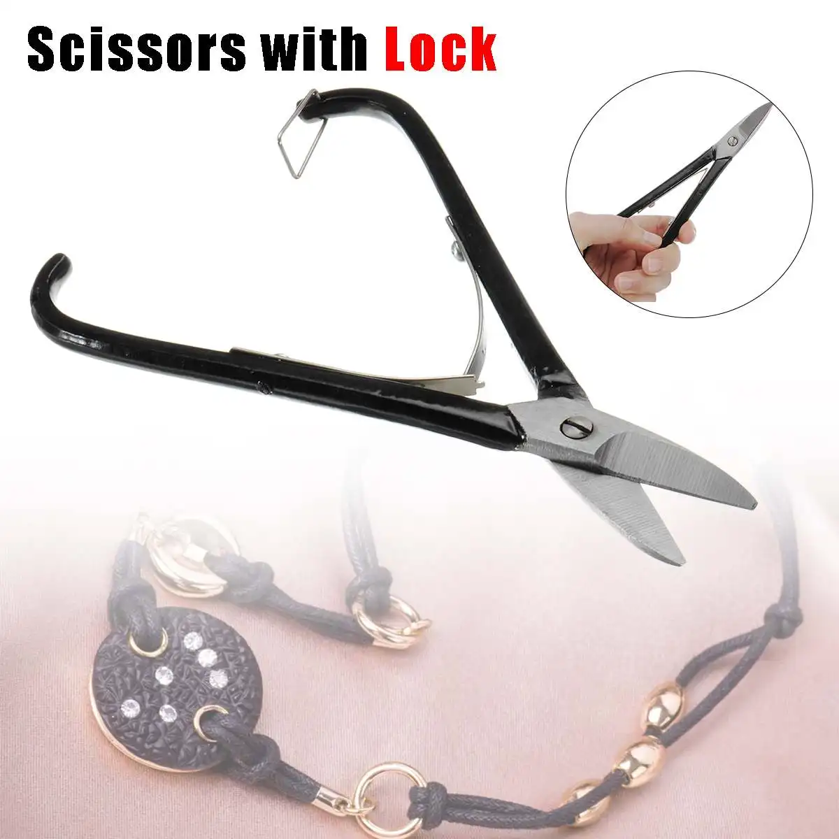 Locking Scissors 6.8 inch With Lock Jewellery Metal Grip Stainless