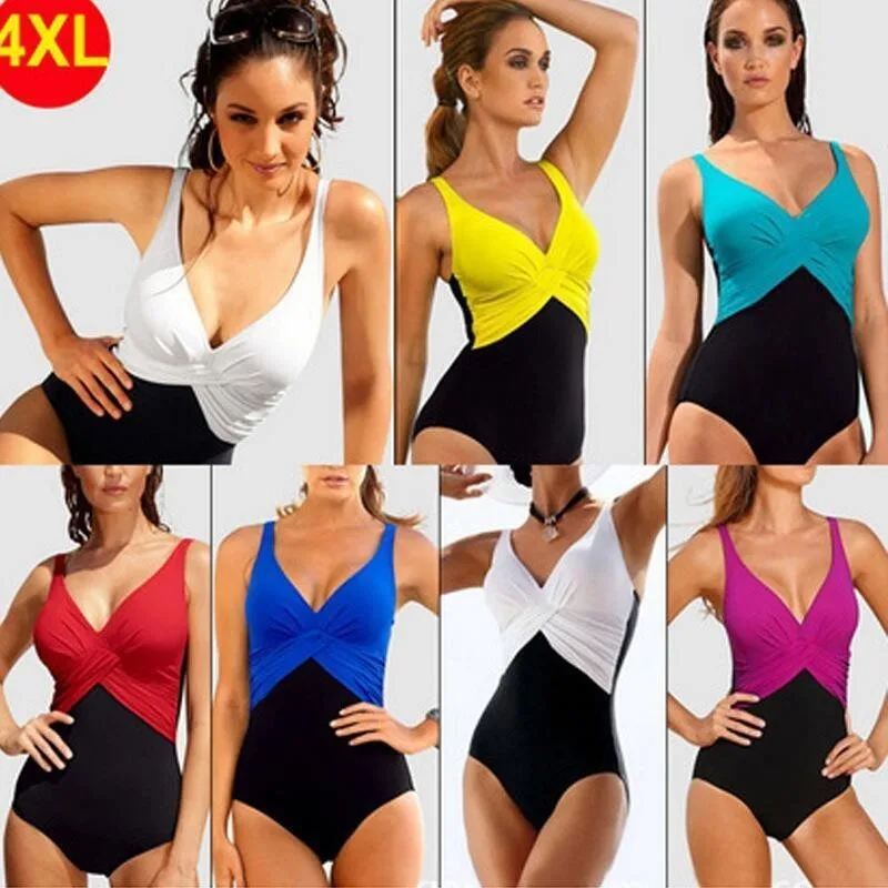 

Swimwear Women One Piece 2019 M-4XL Plus Size Swimsuit Push Up Bikini Girl Bathing Suit Big Cup Swim Suit Tankini Beach Dress