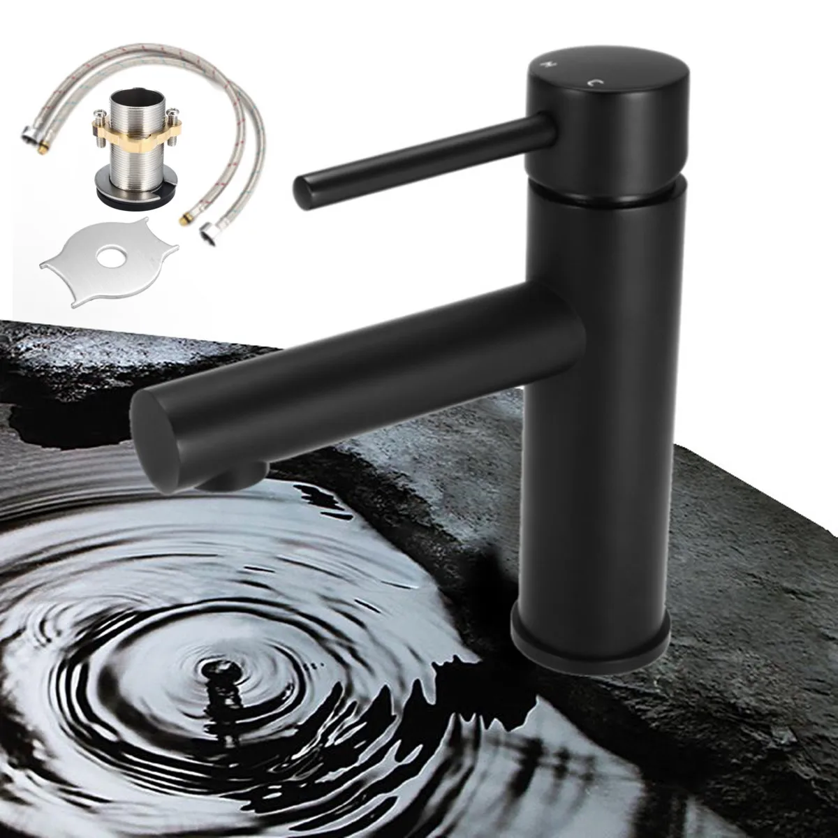 

Plating Black Tap Deck Mounted Hot And Cold Water Mix Faucets Home Kitchen Bathroom Built-in Solutions Basin Sink Water Faucet