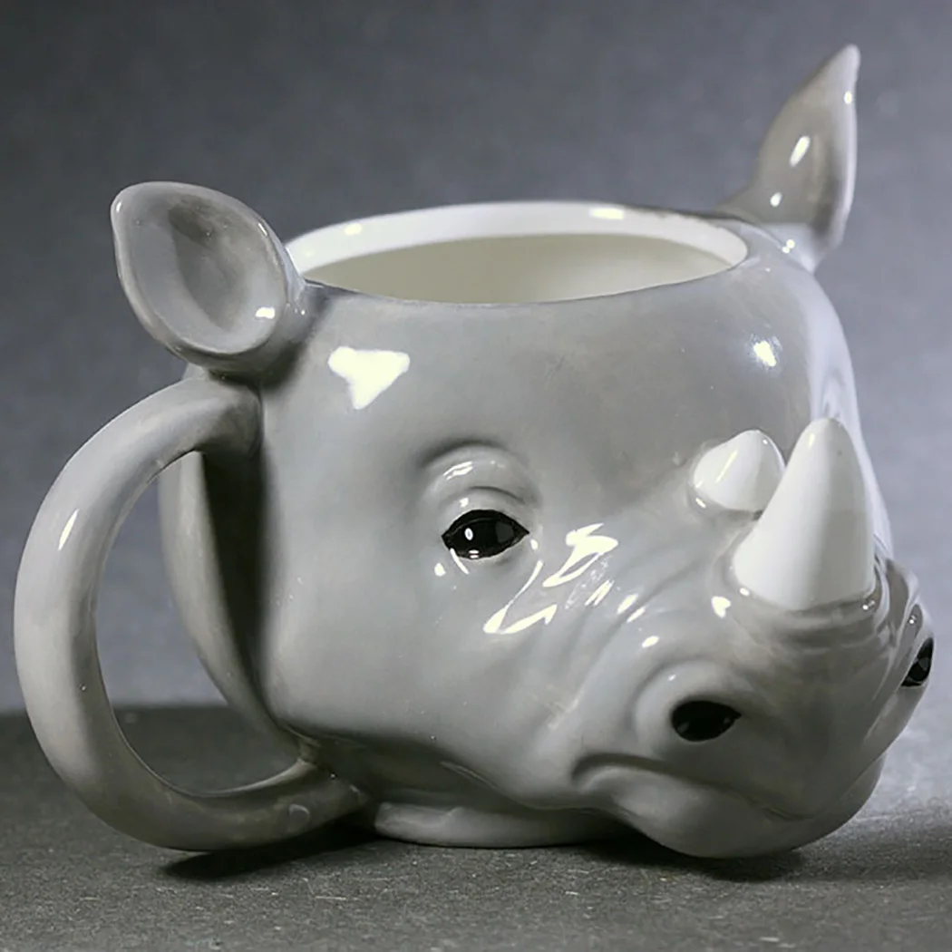 Керамическая кружка с ручной росписью креативная 3D Рисунок носорогов