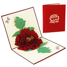 День матери креативный красивый 3D поздравительная открытка изготовление День Святого Валентина открытка спасибо на заказ Пион цветок фестиваль подарок