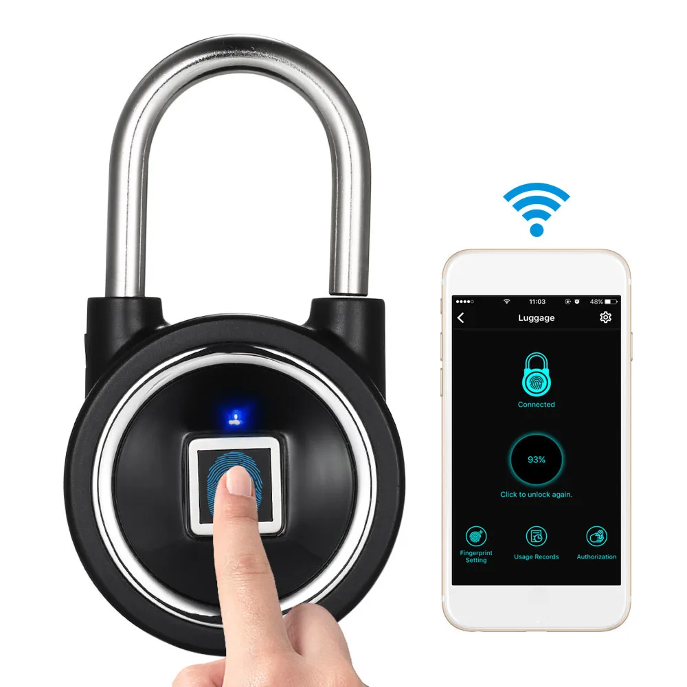 

Smart BT Fingerprint Keyless Lock APP Unlock Anti-Theft Padlock USB Rechargeable Door Luggage Case Lock for Android iOS System
