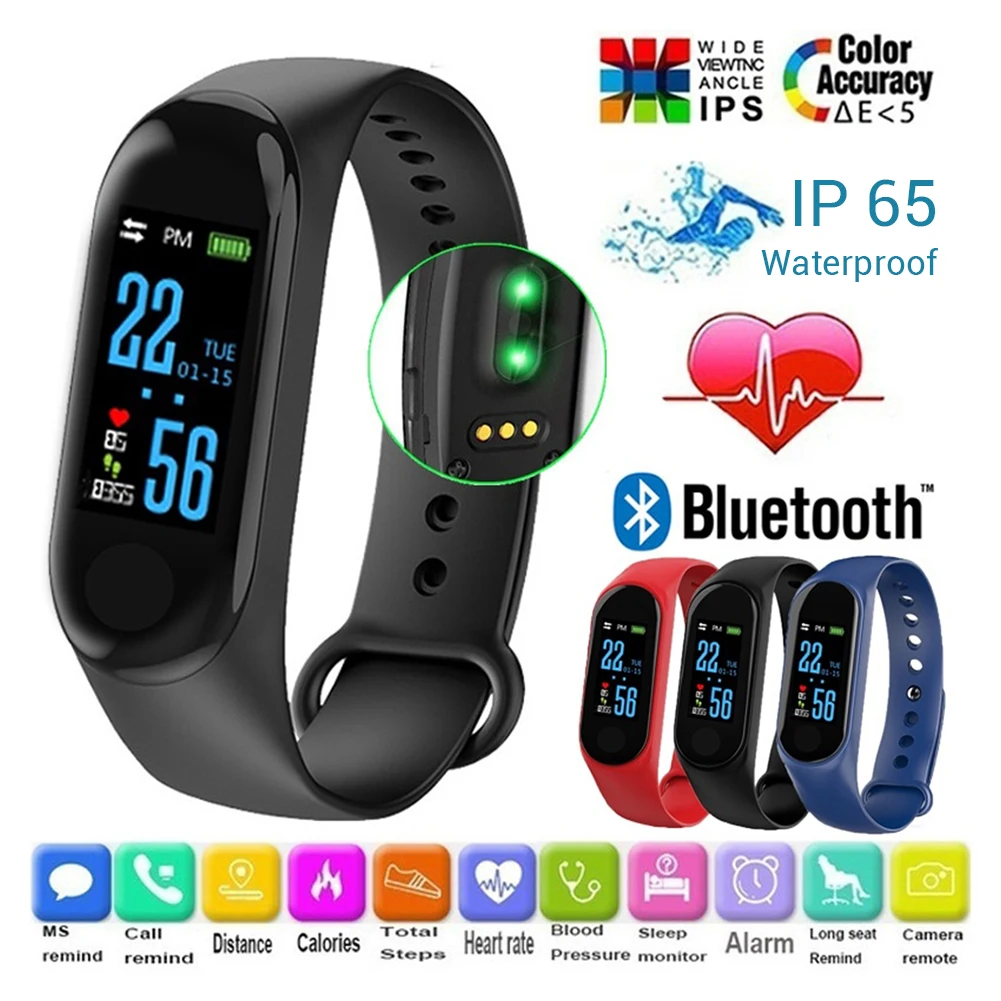 

M3 IP65 Smartwatch Waterproof Bluetooth Smart Band Sport Heart Rate Monitor Fitness Tracker Smart Bracelet Watch