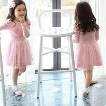 Ковое платье принцессы с длинными рукавами и сердечками для вечерние девочек, детская одежда, платье для младенцев