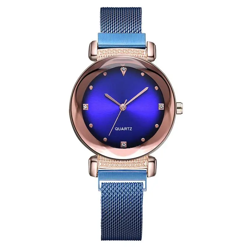 New Quartz Watch Ladies Fashion Personality Magnet Rose Gold Alloy Watch Leather Band Simple Fashion Simple Watch For Women