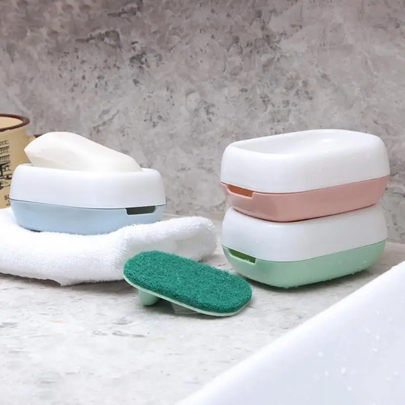 1Pc Sope Box Double Layers Soapbox Bathroom Soap Dish Draining Holder