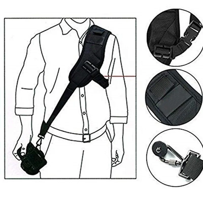 

Quick Carry Speed Sling soft Shoulder Sling Belt Neck Strap For Canon Nikon Camera DSLR Black