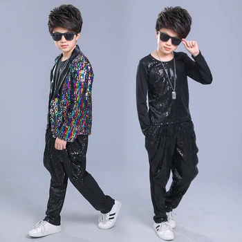

Songyuexia Children's sequins shelves drums costumes children's jazz singers'costumes hosting dresses and suits