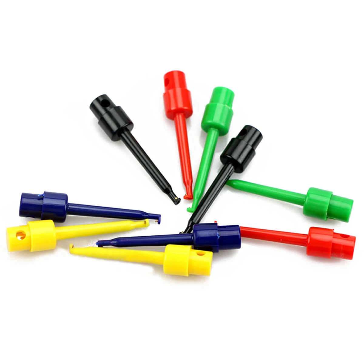 

10x Colorful Lead Wire Cable Kit Electronic Multimeter Test Hook Clip Clamp Grabber Test Probe SMT/SMD Measurement Tools