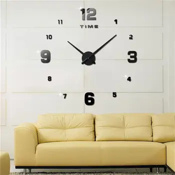 

Clock Watch Wall Clocks Horloge 3d Diy Acrylic Mirror Stickers Home Decoration Living Room Quartz Needle Free Shipping