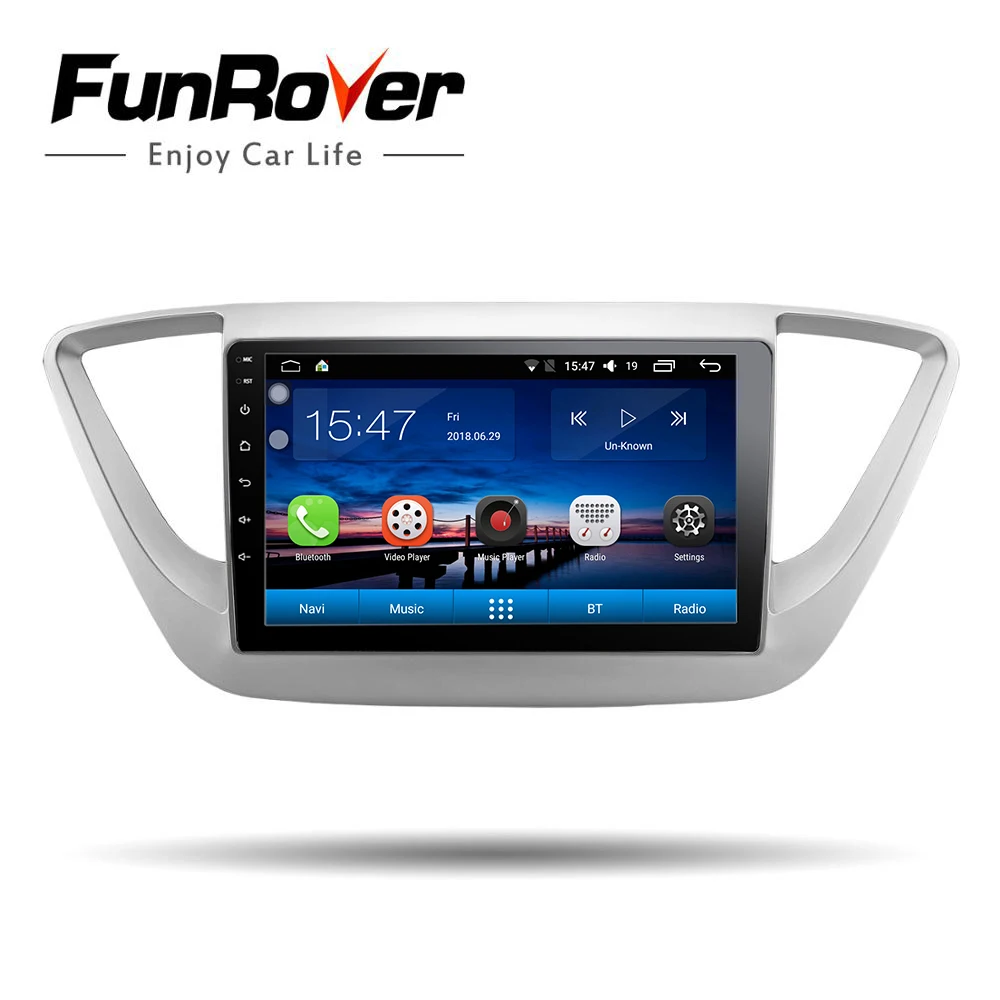 

Funrover 2 din Car Multimedia player 9" Android 8.0 Navigation For Hyundai Verna Solaris Accent 2016 2017 2018 Radio GPS Wifi