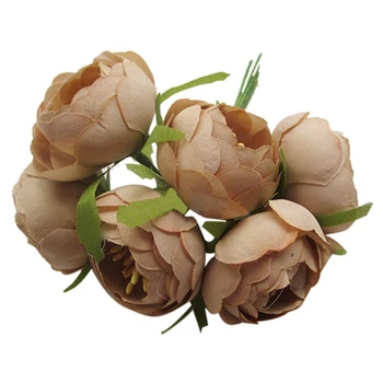 

6pcs/lot Simulation Silk cloth bouquet bride holding flowers decorative flowers brown Single flower diameter of about 4.5cm