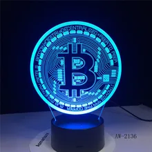 New Bitcoin 3d Lamp Seven Color Touch Led Visual Gift Decoration Desk Led Night Light Lovely