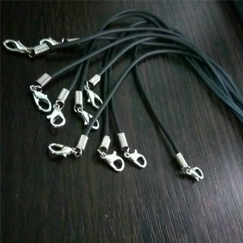Fashion 1pc Black PU Rope 2mm Chain Necklace Silvery Clasp String Ropes Choker Necklaces