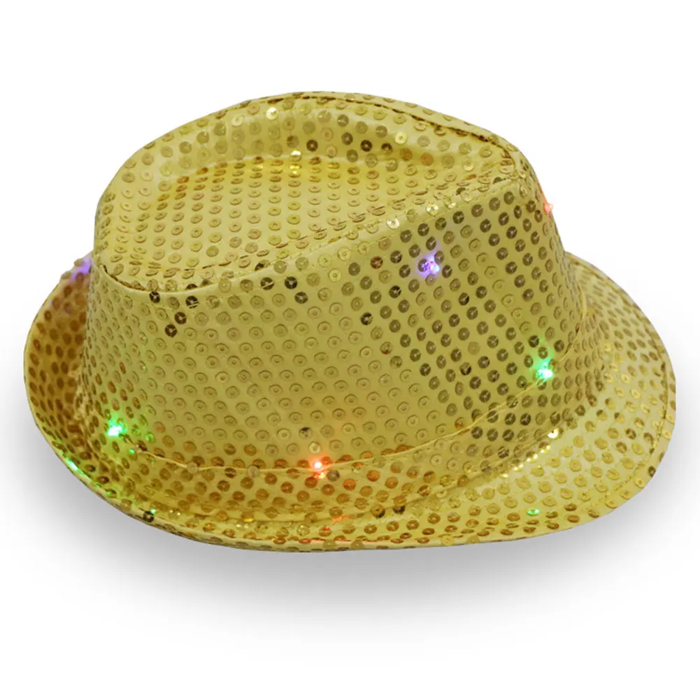 Унисекс блестки светодиодный свет хип хоп джазовые шляпы мигающий день рождения ковбойская Кепка рождественские украшения