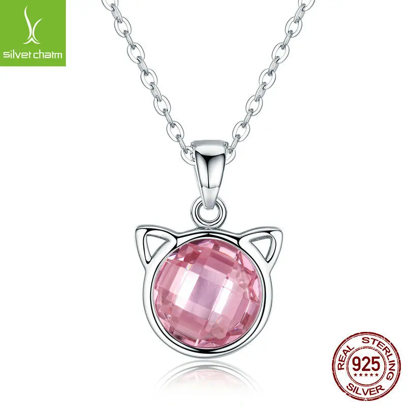 

100% Real 925 Sterling Silver Poetic Daisy Cherry Blossom Pendant Necklaces With Pink CZ For Women Fashion Jewelry Gift