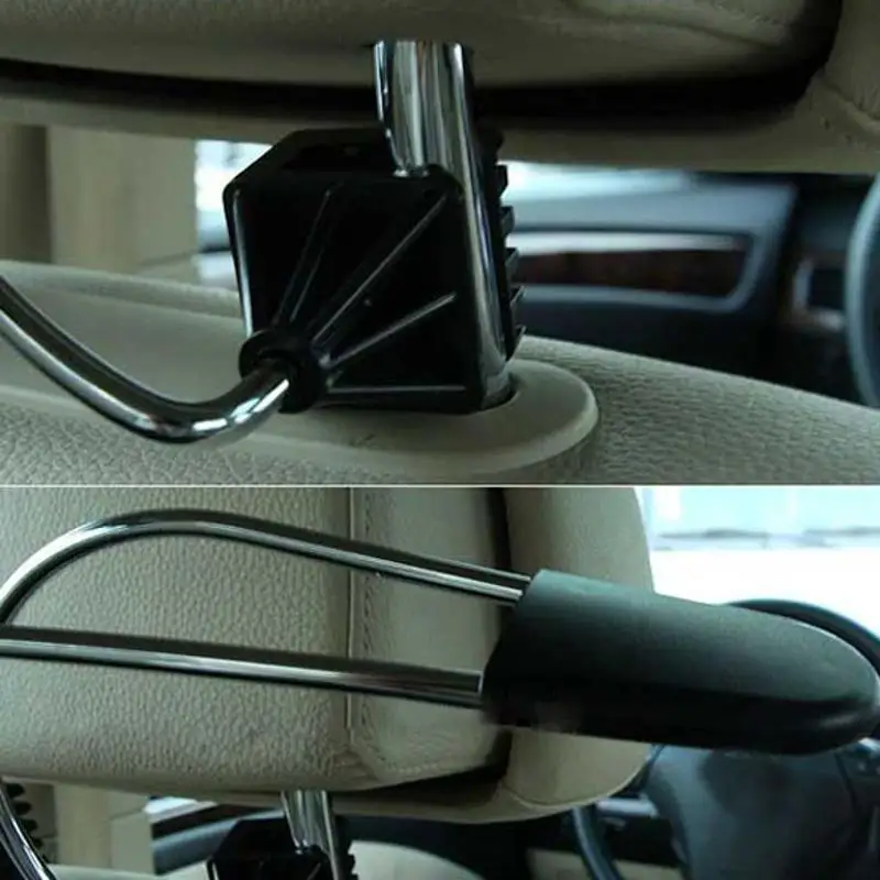 

1Pcs Hot Selling Black Headrest Seat Metal Stainless Coat Hanger Clothes Jacket Suits Shirts Holer Car Coat Hanger