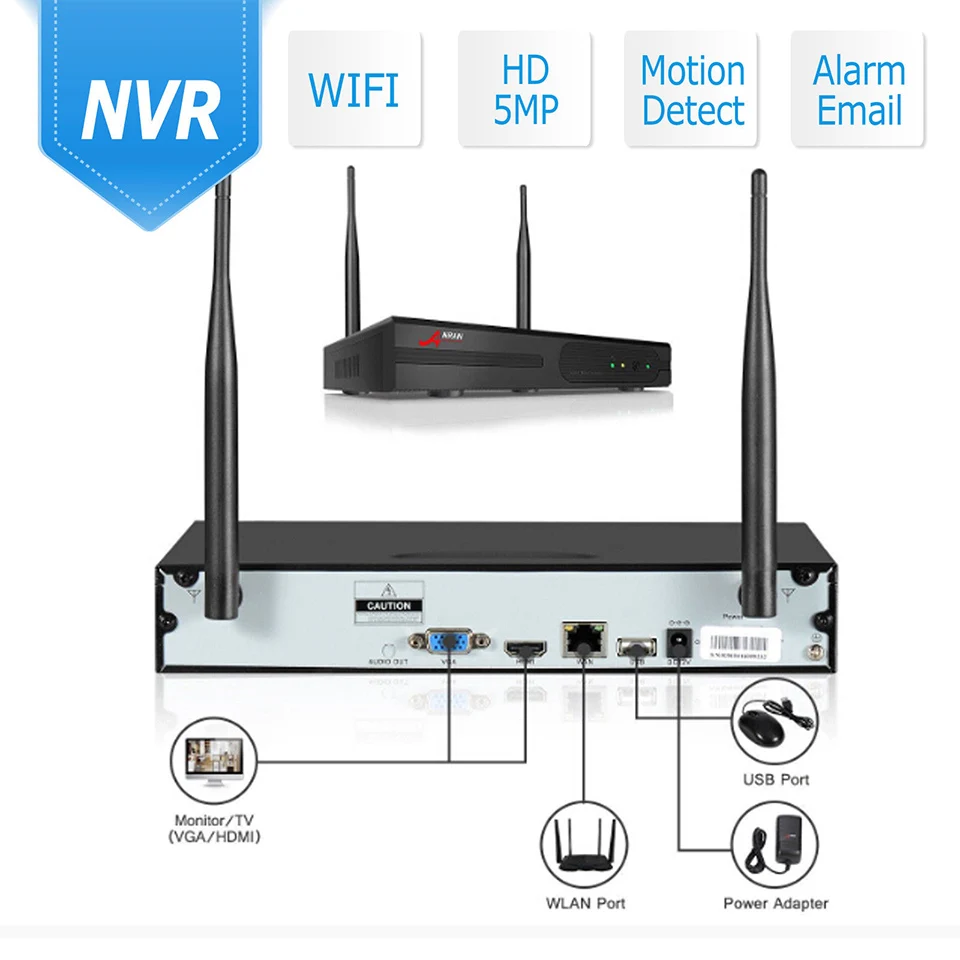 Беспроводная система видеонаблюдения ANRAN 4 канала H.265 Wi Fi 5 0 МП 1944P|Система