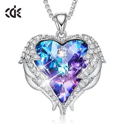 CDE кулон ожерелье украшено кристаллами от Swarovski сердце Цепочки и ожерелья Ангел украшения крылья для женщины день матери мама подарки