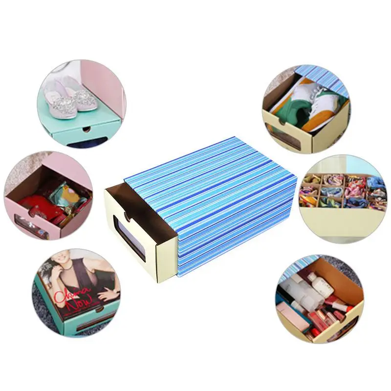 لون سطح المكتب تخزين الحاويات-سميكة المموج درج التعبئة رفوف الأحذية و خزائن-DIY متعددة الوظائف حذاء مربع