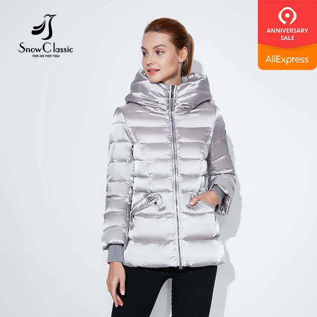 Snowclassic 2018 зимняя короткая куртка Модные женские толстые пальто теплые куртки капюшон регулируемый пояс, с хлопковой подкладкой