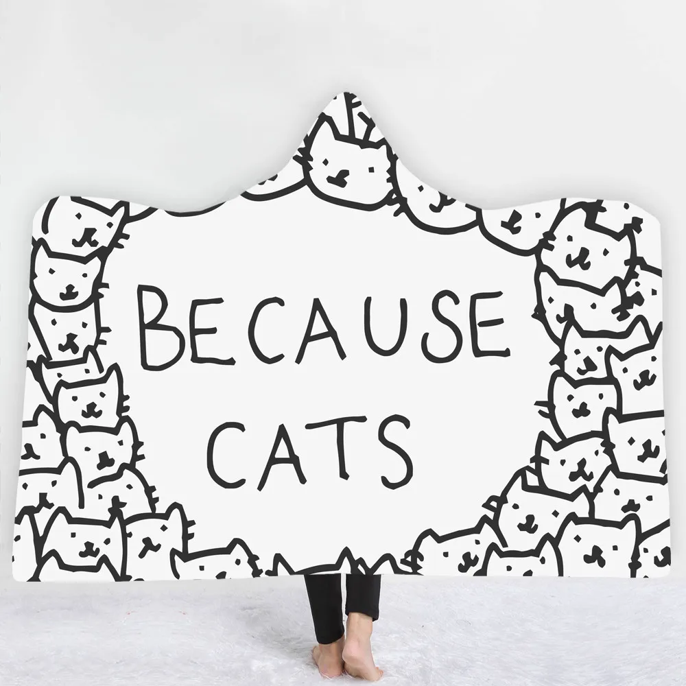 

Creative Kitty Cat Pattern 3d Blanket Fleece Hooded Blankets For Adults Kids Sherpa Throw Blanket Poncho 150x200 Cm 130x150 Cm