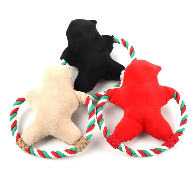 Рождественский питомец собака жевательная игрушка Щенок Жевательная пищалка, писклявый звук плюшевая собака игрушка поставщики товаров для животных