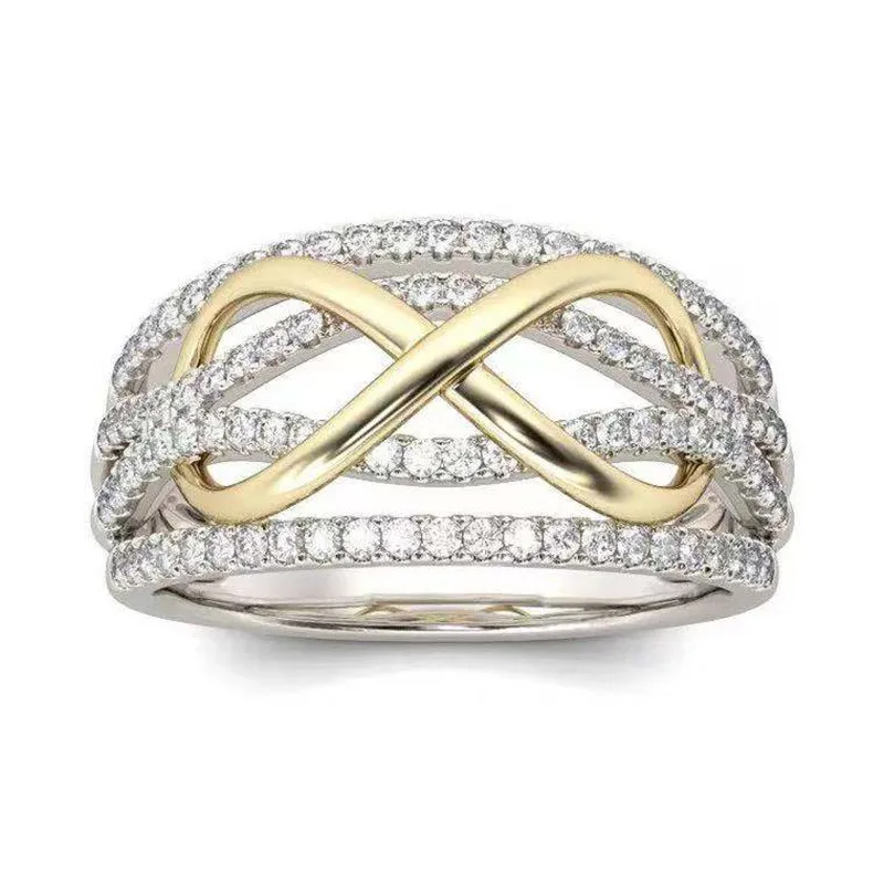 Bohemian 8 Crystal Rings For Women Jewelry Silver Ring For Female Golden Finger Ring Engagement Women Wedding Promise Rings Gift