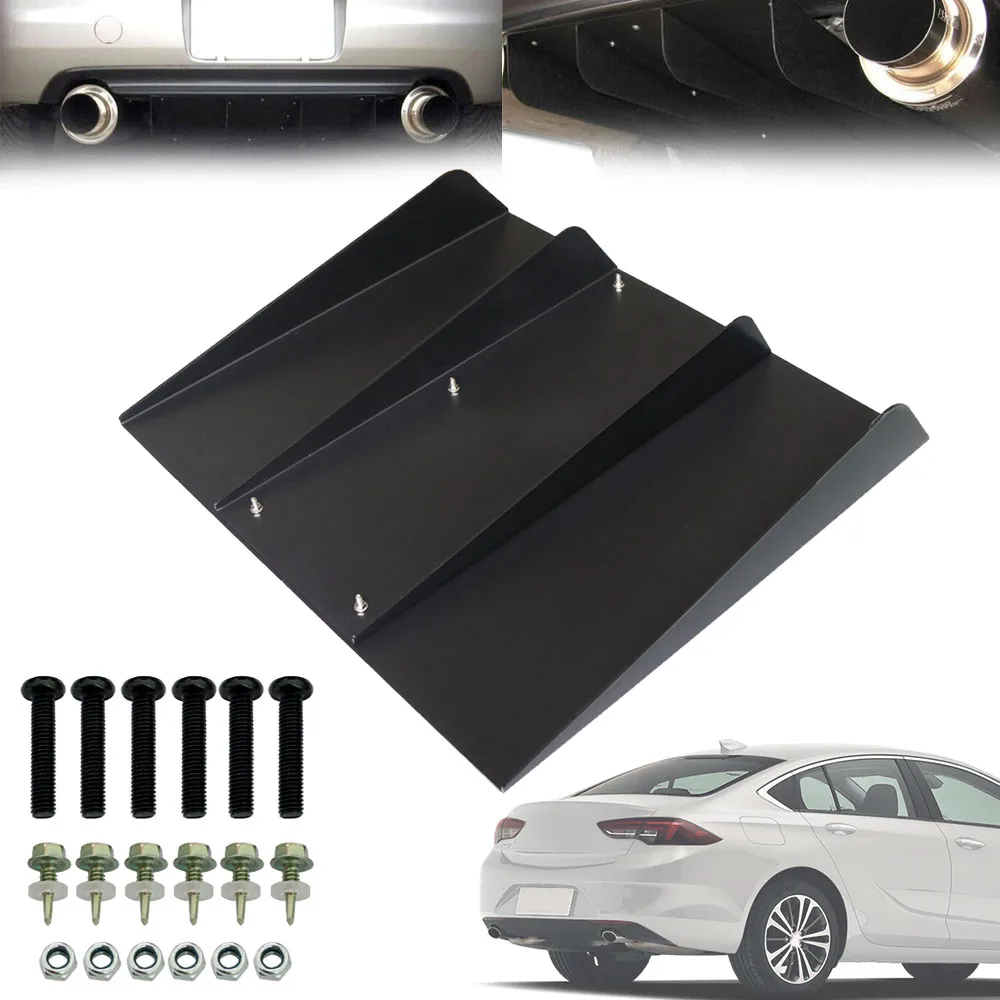 

For Car Exterior Styling 1pc Rear Bumper Lip Diffuser 4 Fin Black ABS Car Diffuser Fin Shark Style Mayitr