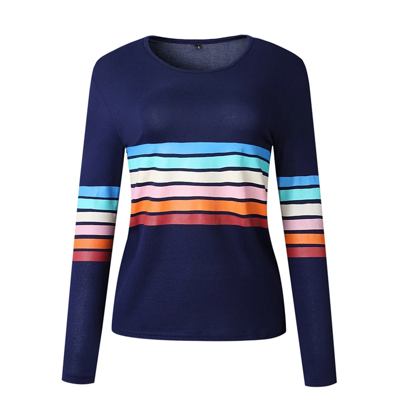 2018 otoño colorido T camisa las mujeres del O-Cuello de manga larga Camisetas suave dama Casual suelto impreso Tee Tops Camisetas Mujer 2018 otoño colorido T camisa las mujeres del O-Cuello de manga larga Camisetas suave dama Casual suelto impreso Tee Tops Camisetas Mujer
