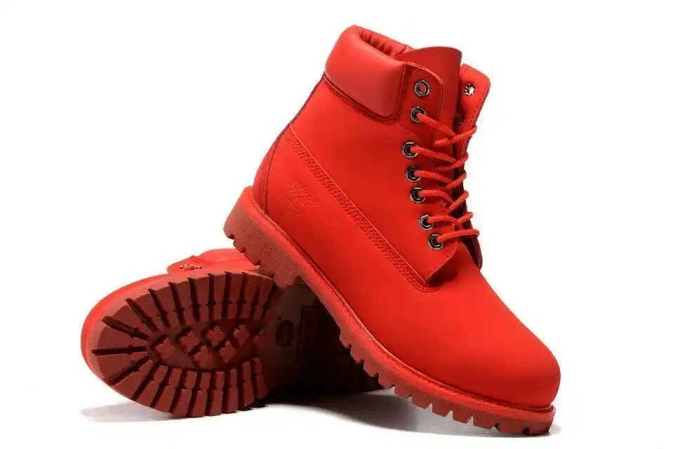 red timberland heels