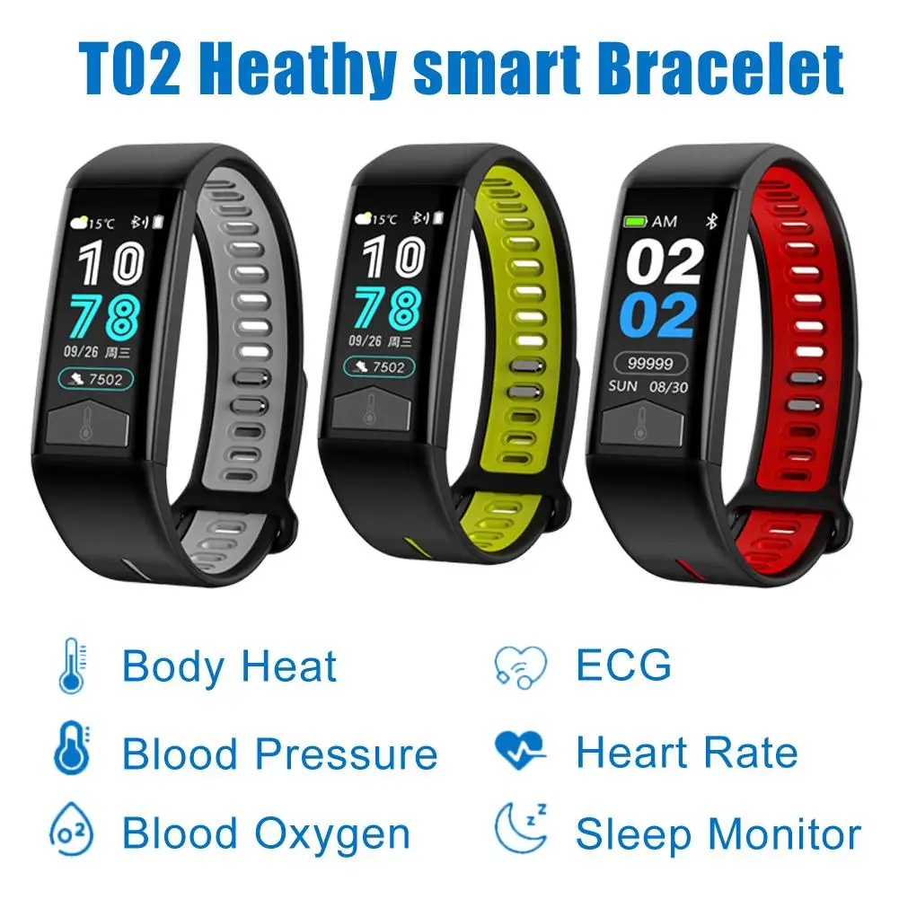 

Fitness Smart Bracelet IP68 Waterproof Wristband With Heart Rate ECG Monitor Smart Band Weather Display Body Temperature