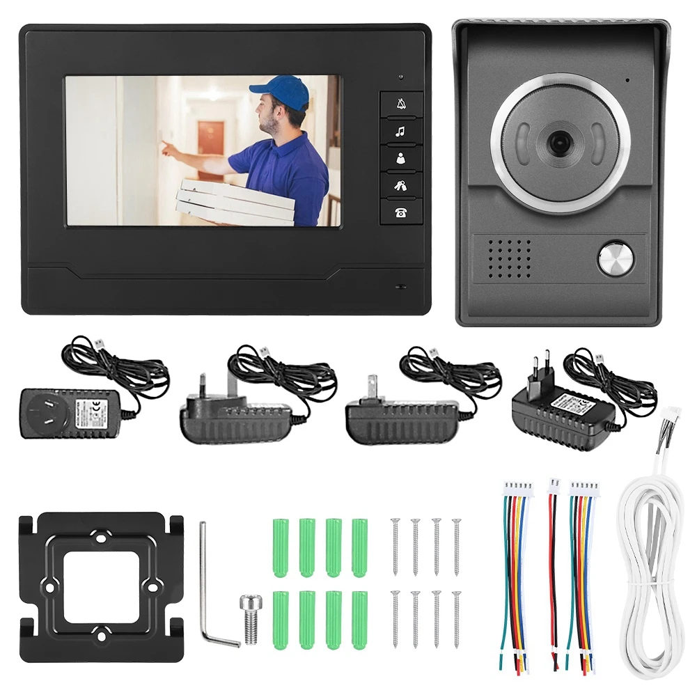 

7 Inches Screen Wired Video Intercom Doorbell Infrared Night Vision Doorphone Waterproof Hands-free intercom Door Bell