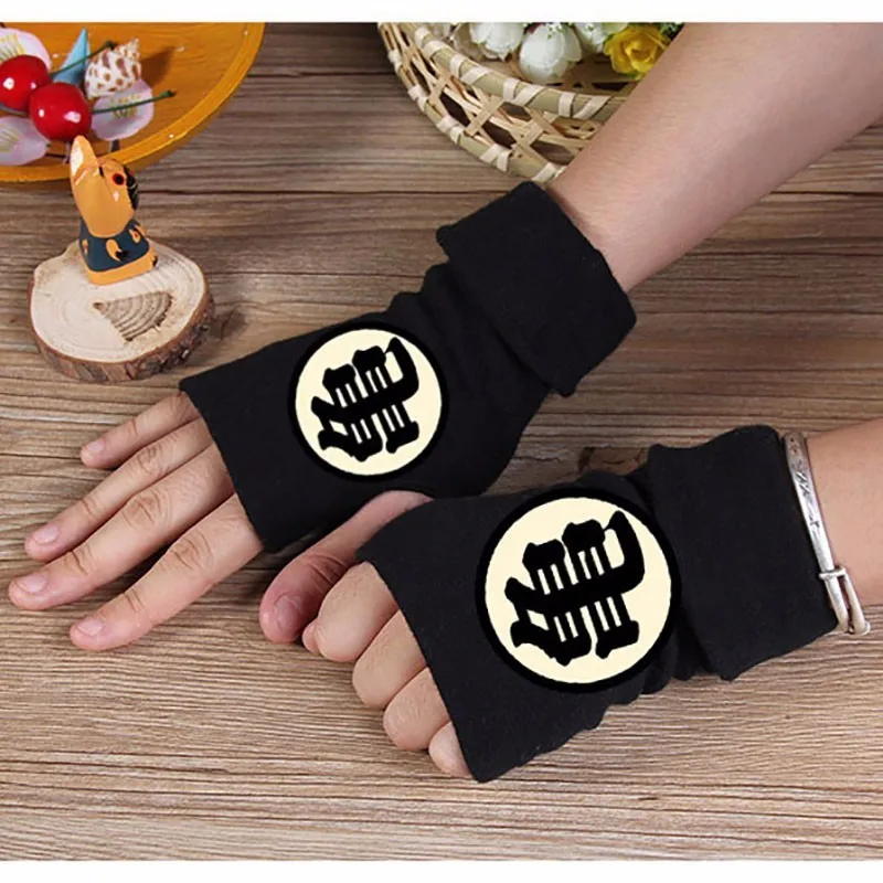 

2019 Unisex Winter Cotton Gloves Fingerless Anime Dragon Ball Glove Cartoon Master Roshi Printing Black Mitten Cosplay Gift