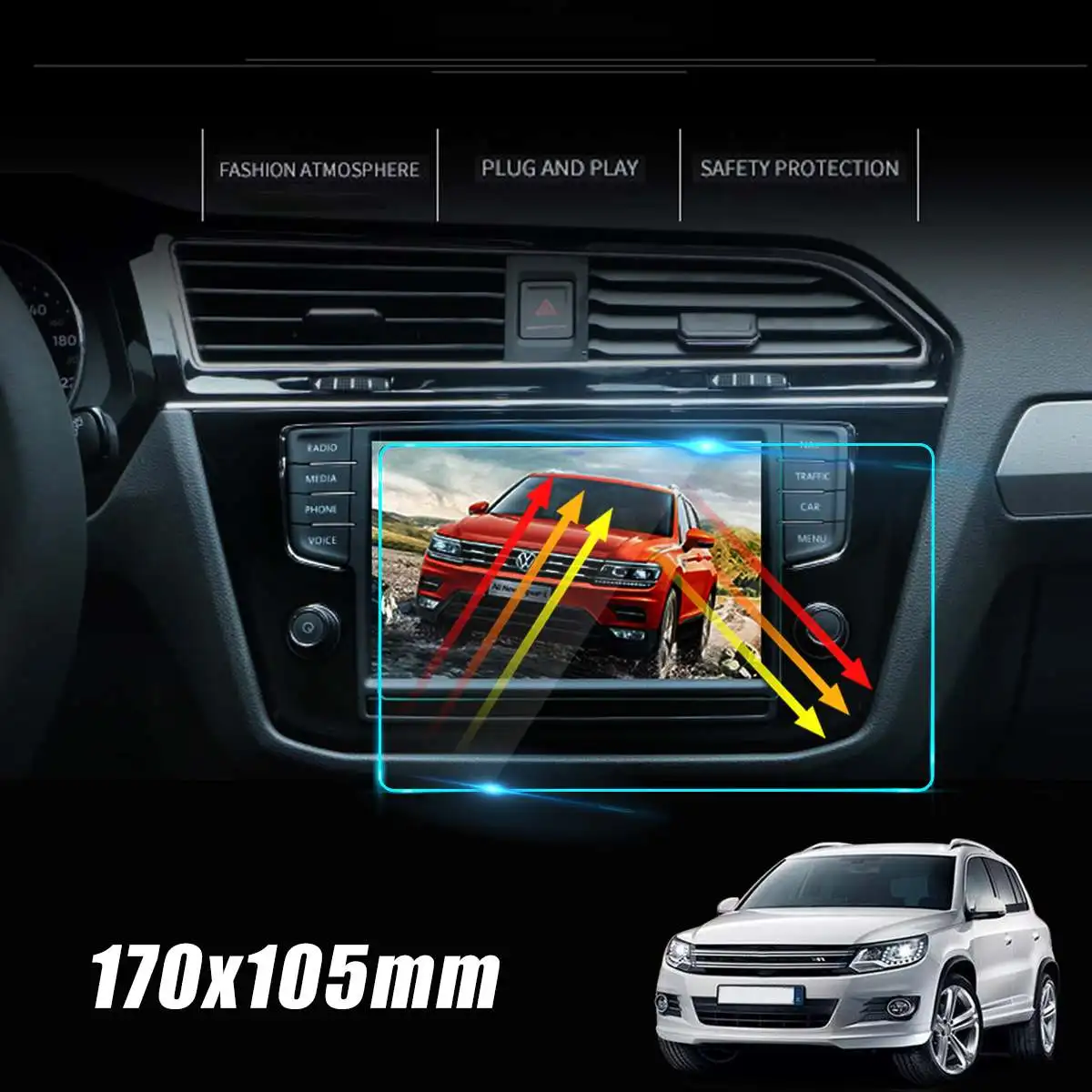 

8inch for Volkswagen for VW Tiguan MK2 2016 2017 2018 Car GPS Navigation Screen Glass Steel Protective Film Sticker