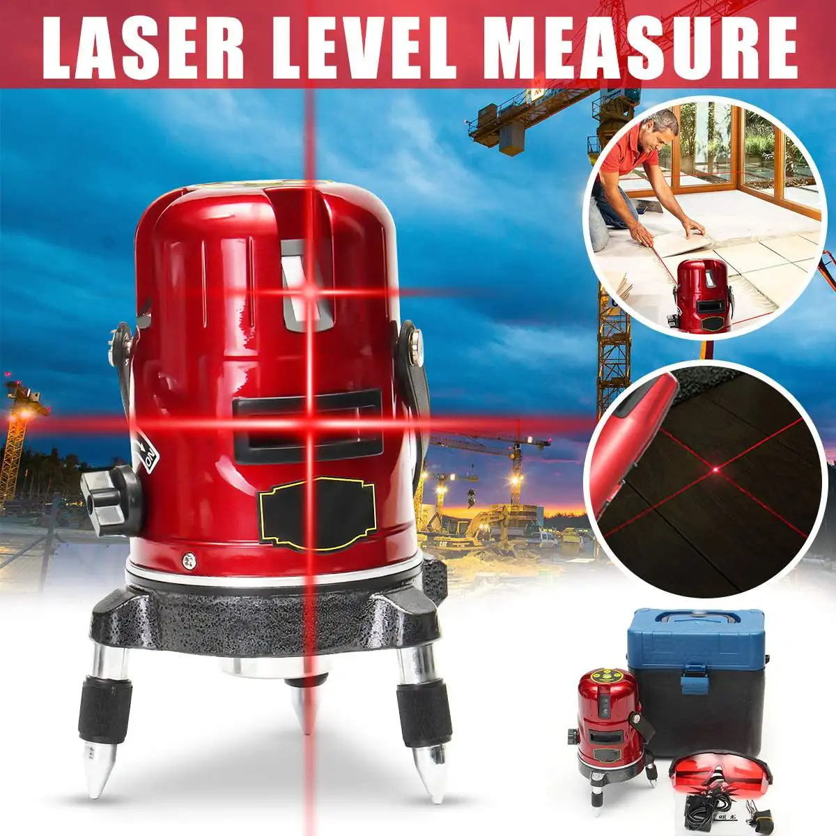 

5 Line 6 Point Laser Level Automatic 360 Self Leveling Indoor Outdoor Vertical Horizontal Red Line Laser Level Measurement Tool