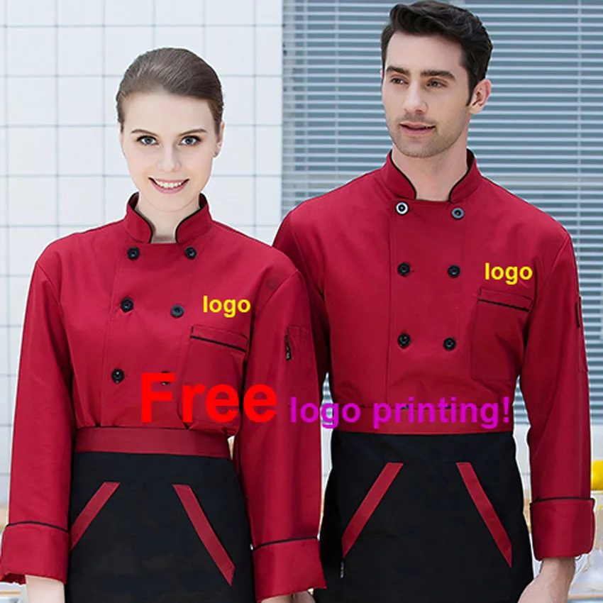 

Man Woman Chef Jacket Uniform Restaurant Kitchen Breathable Clothing Free Logo Printing Cafe Waiter Waitress Shirt