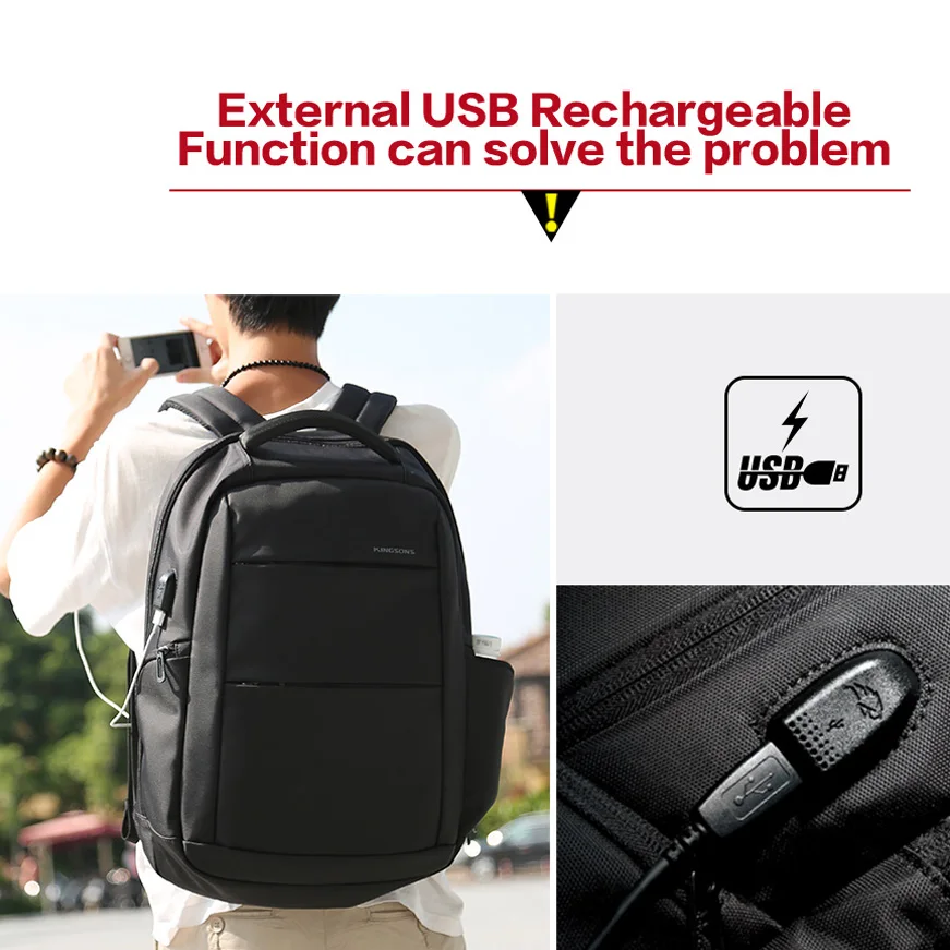 ICON Kingsons, внешняя зарядка, USB функция, рюкзак для ноутбука, Противоугонный, для мужчин, бизнес, Dayback, для женщин, дорожная сумка, 15,6 дюймов