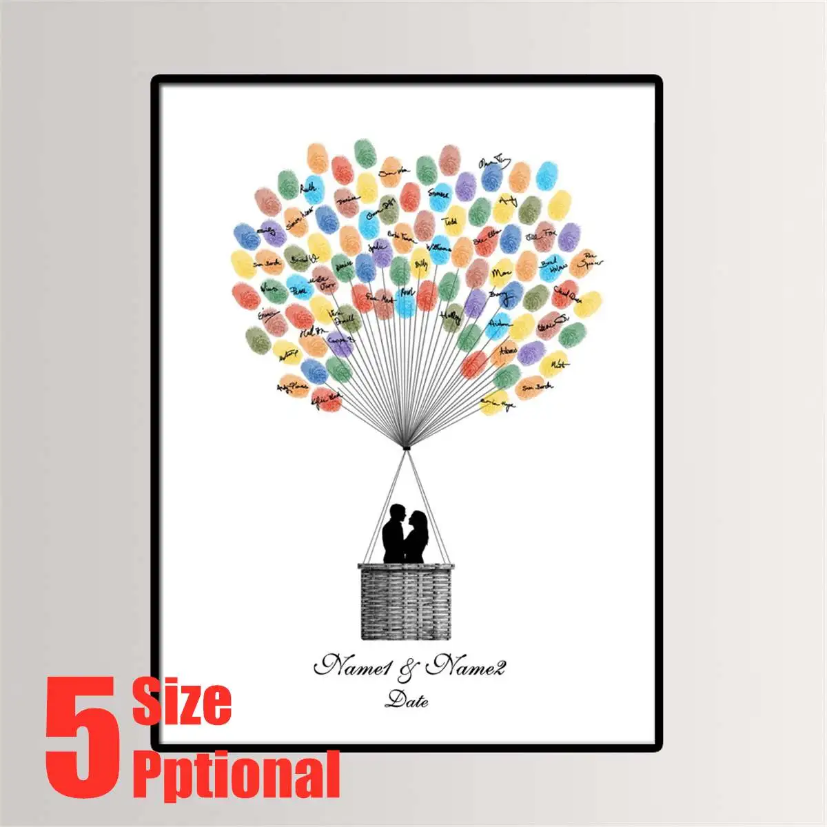 

DIY Couple Wedding Fingerprint Printings Customized Banquet Guest Book Signature Party Decorative Canvas Painting With Inkpad