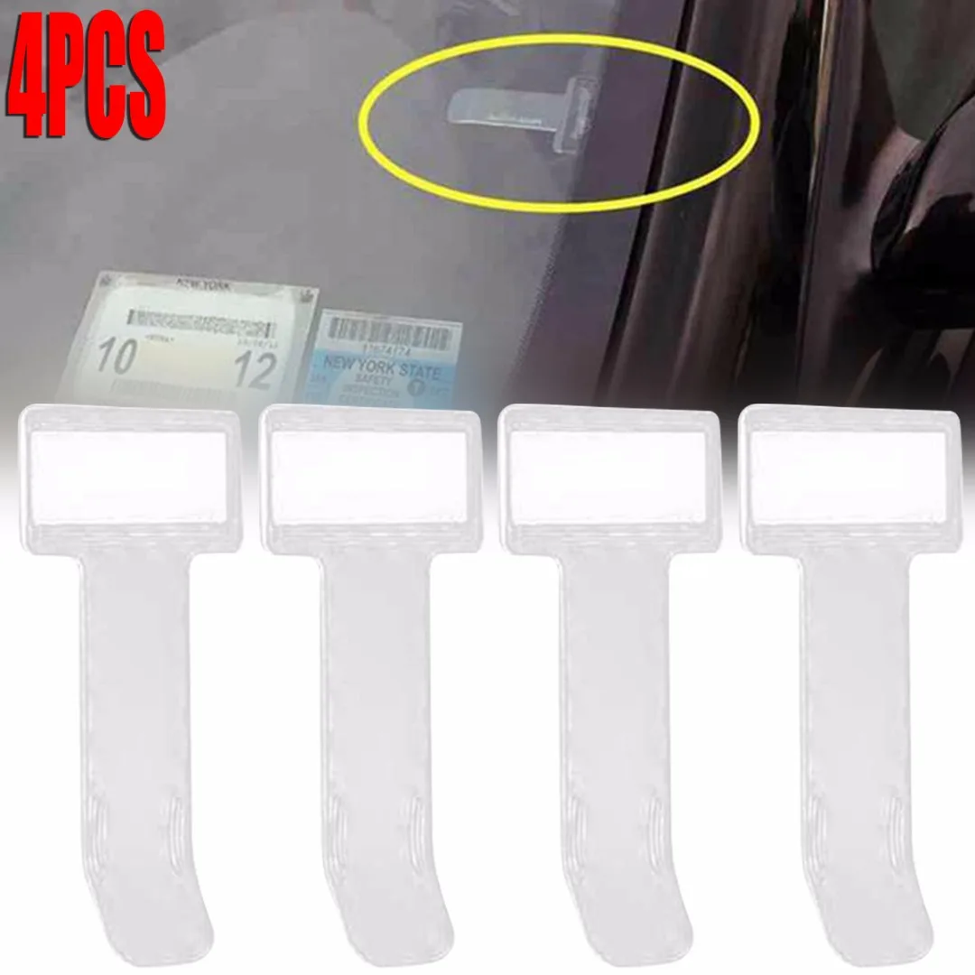 

4Pcs Car Vehicle Parking Ticket Permit Holder Clip Sticker Windscreen Window Fastener Stickers Kit Car Accessories