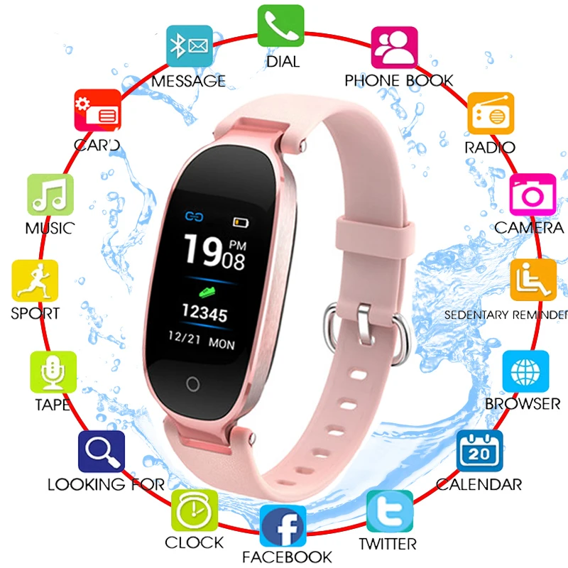 

Bluetooth Waterproof S3 Smart Watch color Screen Fashion Women Ladies watches Heart Rate Smartwatch Smartband For Android IOS
