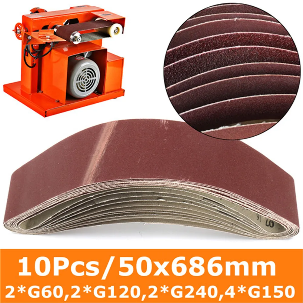 10Pcs 50x686mm Abrasive Sanding Belt Sanding Paper for Belt Sanders