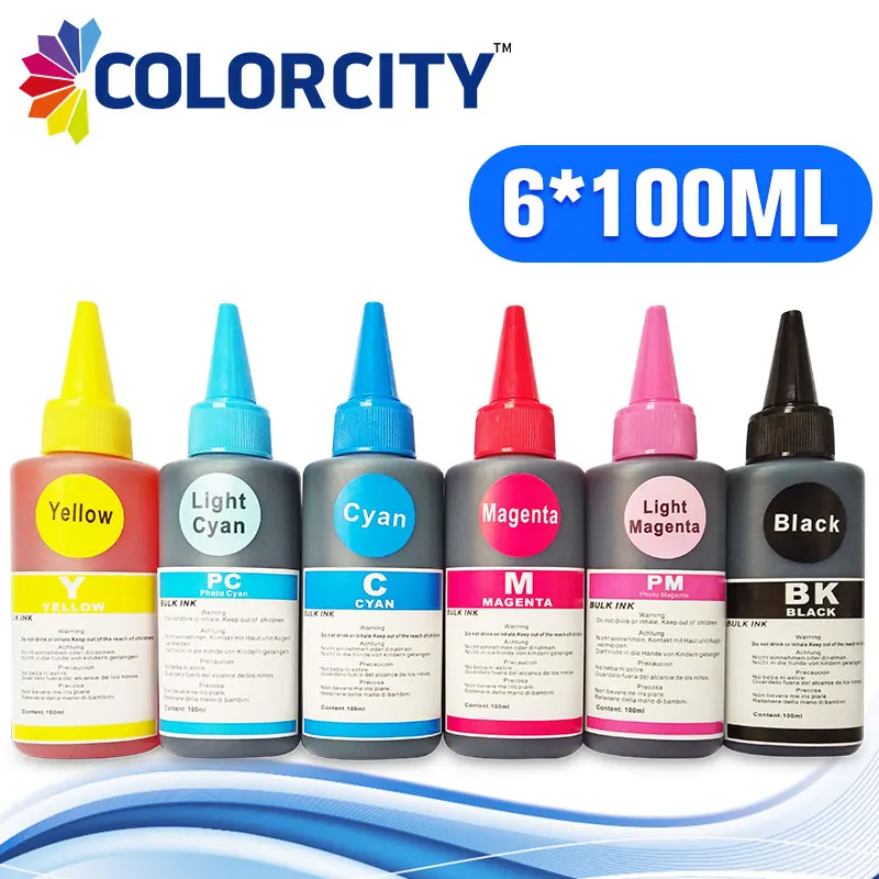 

6x 100ml dye ink for hp 177 refillable ink cartridge for HP Photosmart 3210 D7460 C5100 C5140 C5183 C6270 C6280 C6180 C6183