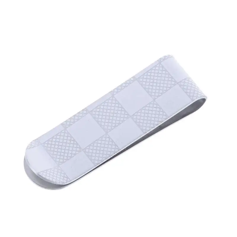 

Stainless Steel Money Elastic Clip Metal Plaid Pattern Wallet Card Folder Silver Dollar Cash Clamp Holder Wallet for Men Women